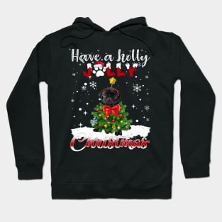 Have A Holly Jolly Christmas Black Pug Dog Xmas Tree Hoodie